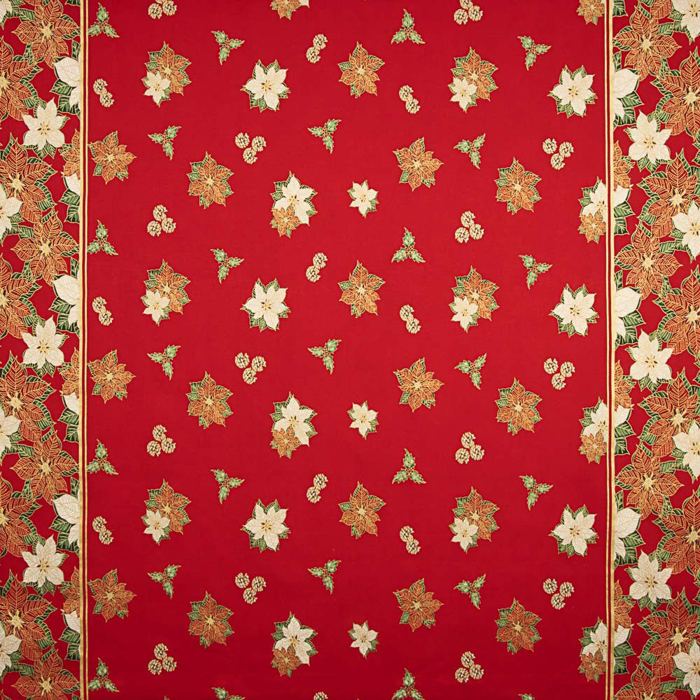 Poinsettia Weihnachts-Popeline Rot - Ribes y Casals