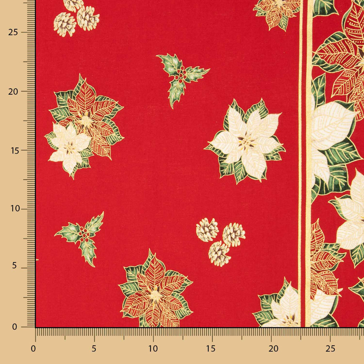 Poinsettia Weihnachts-Popeline Rot - Ribes y Casals