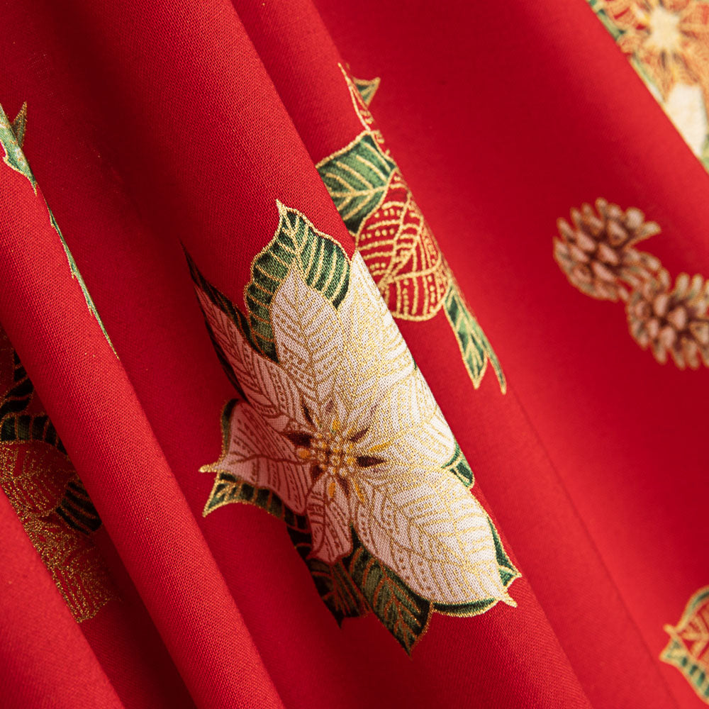 Poinsettia Weihnachts-Popeline Rot - Ribes y Casals