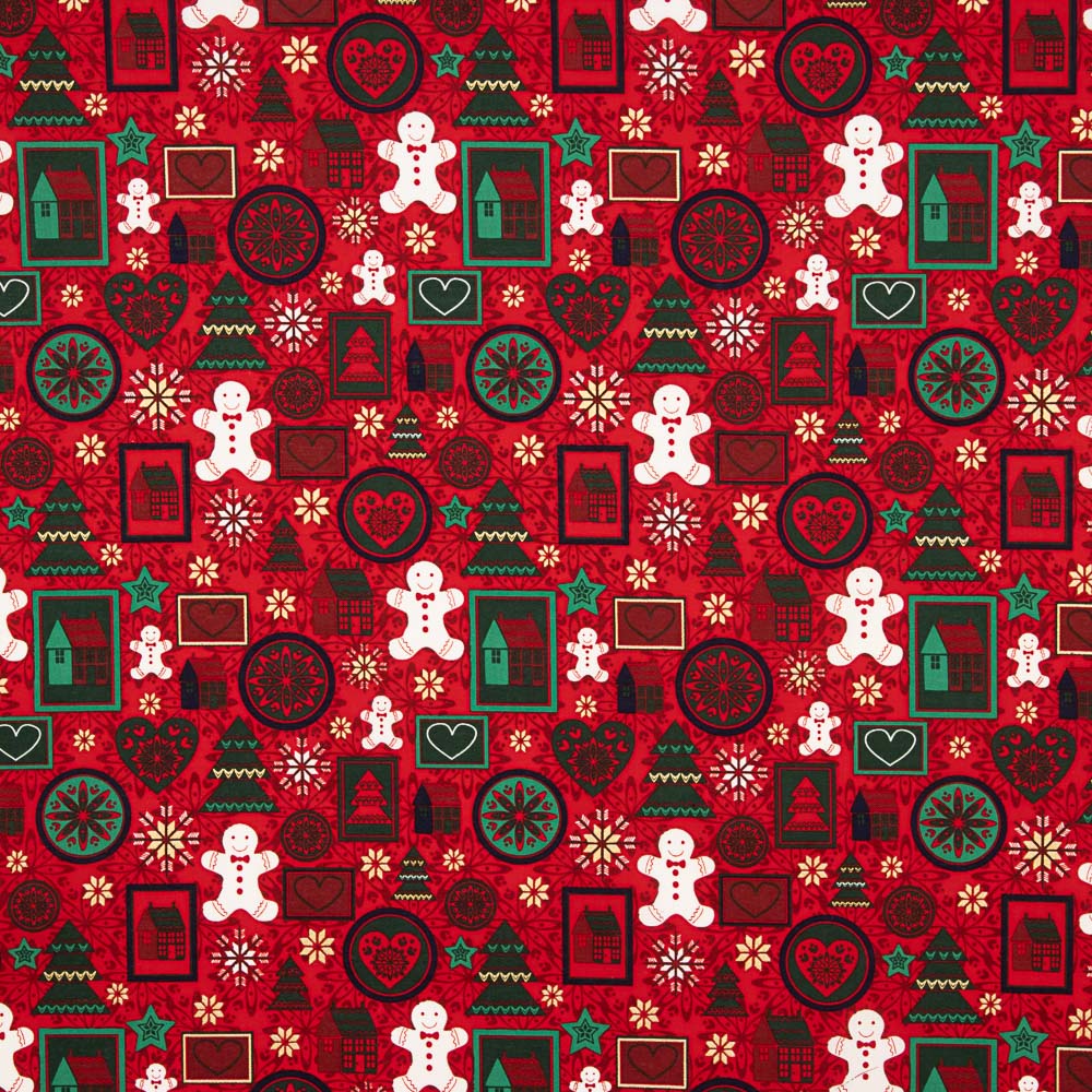 Popeline Weihnachtsdruck Rot - Ribes y Casals