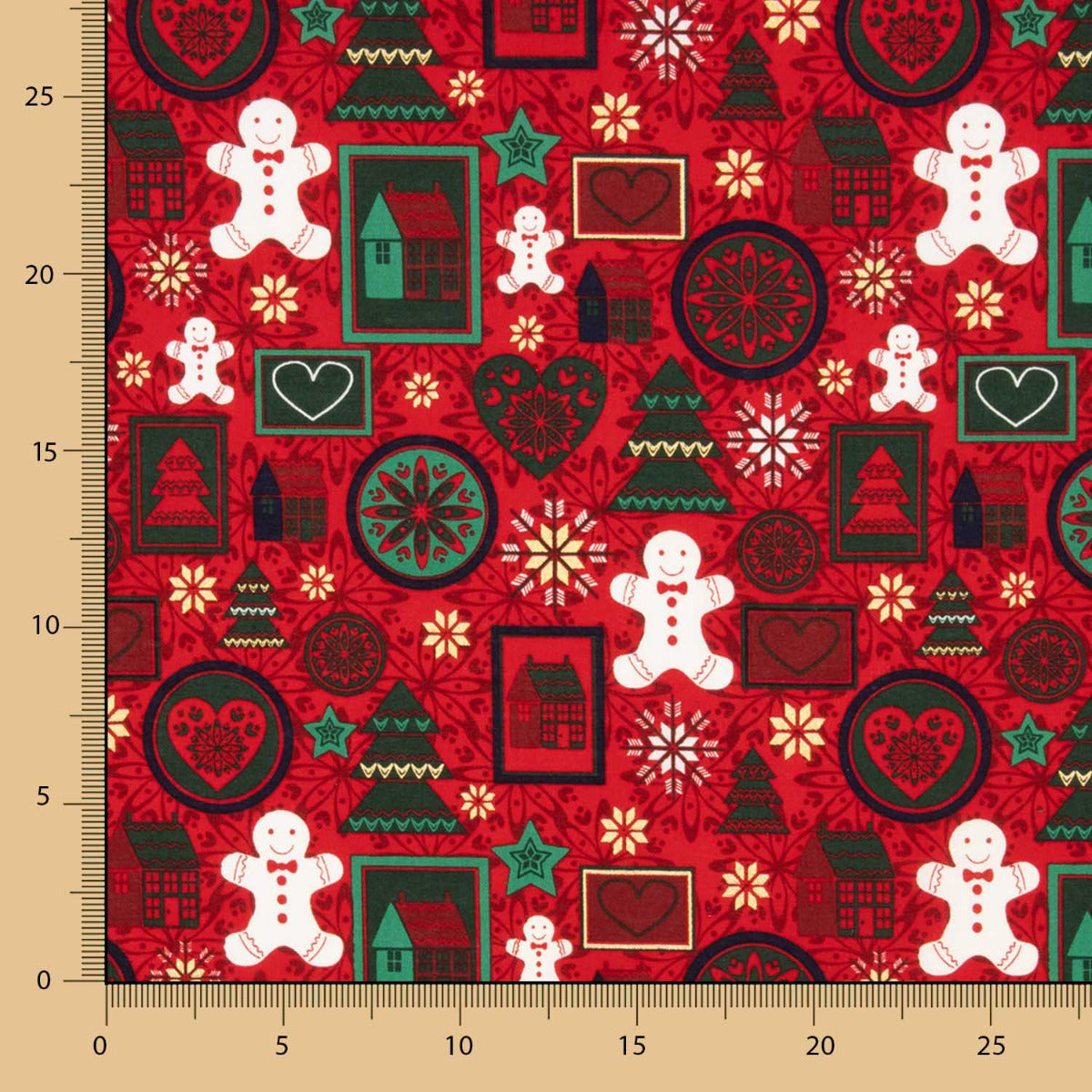 Popeline Weihnachtsdruck Rot - Ribes y Casals