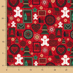 Popeline Weihnachtsdruck Rot - Ribes y Casals