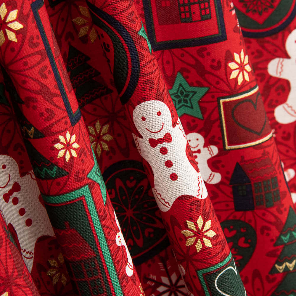 Popeline Weihnachtsdruck Rot - Ribes y Casals
