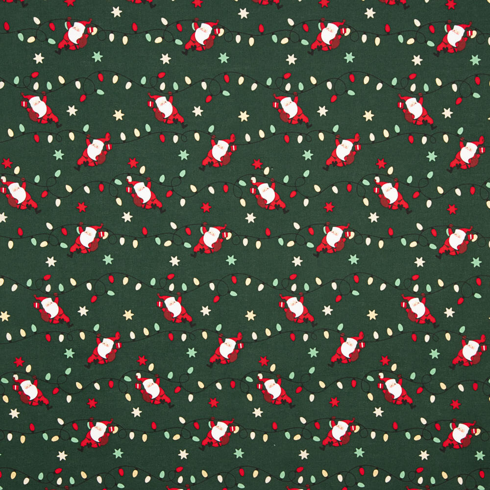 Popeline Weihnachtsmann Grün - Ribes y Casals