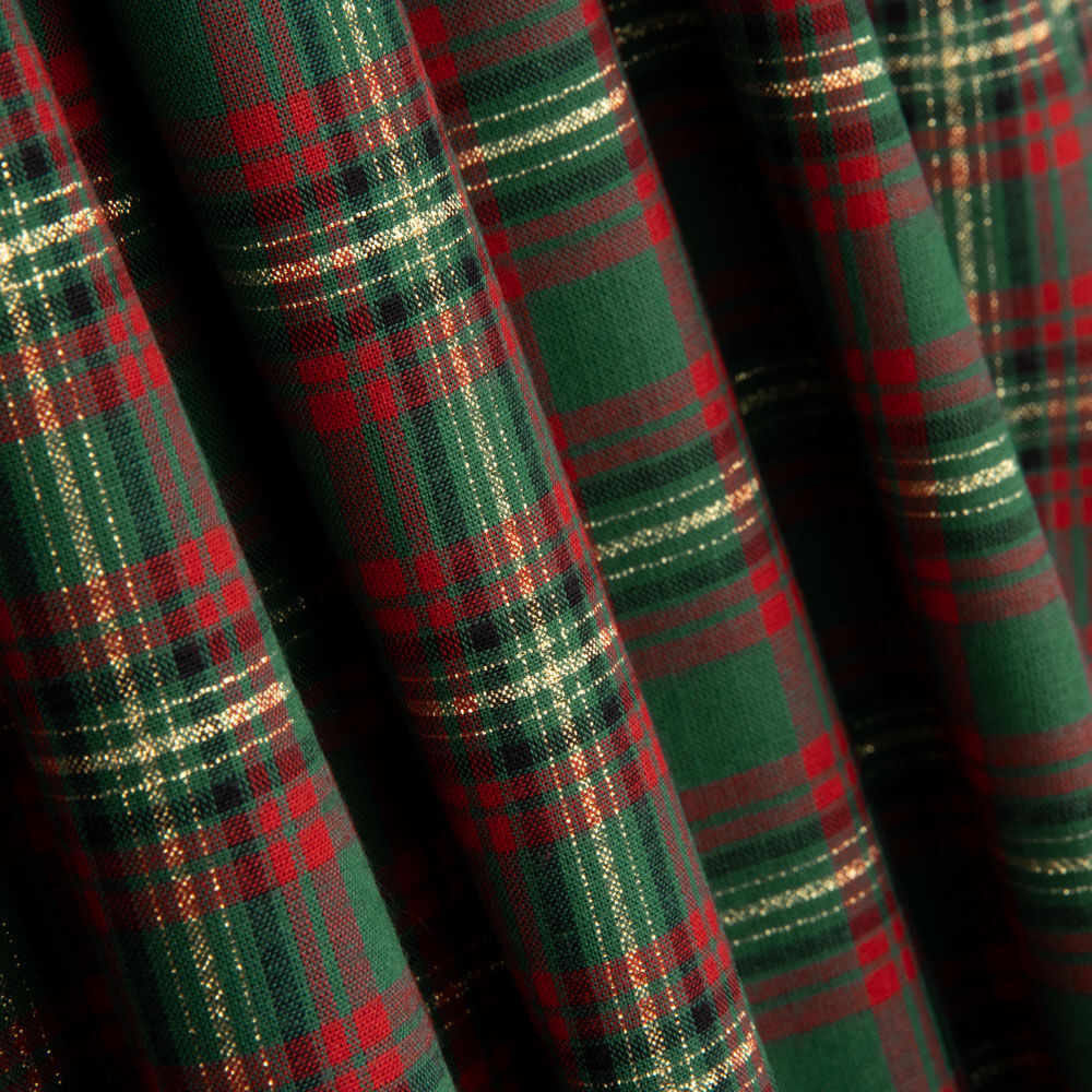 Weihnachten Tartan Popeline Lurex Rot y Grün - Ribes y Casals