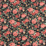 Elegante Schwarze Rosen Popeline Popeline-Stoff - Breite 150 cm - Ribes y Casals