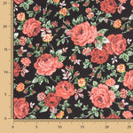 Elegante Schwarze Rosen Popeline Popeline-Stoff - Breite 150 cm - Ribes y Casals