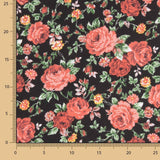 Elegante Schwarze Rosen Popeline Popeline-Stoff - Breite 150 cm - Ribes y Casals