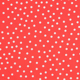 Weiß gepunktete Spandex-Popeline 7mm Koralle - Ribes y Casals