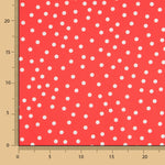 Weiß gepunktete Spandex-Popeline 7mm Koralle - Ribes y Casals
