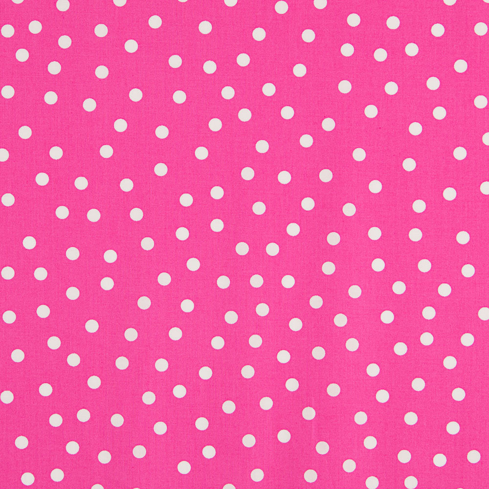 Popeline Spandex Polka Dots Weiß Popeline 7mm Fuchsia - Ribes y Casals