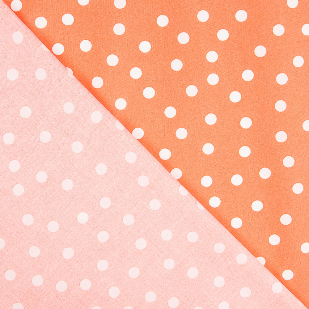 Popeline Spandex Polka Dots Weiß Popeline 7mm Tangerine - Ribes y Casals