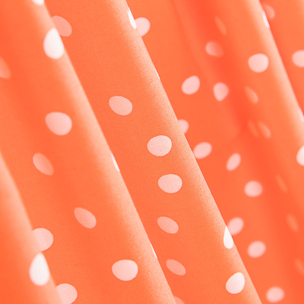 Popeline Spandex Polka Dots Weiß Popeline 7mm Tangerine - Ribes y Casals
