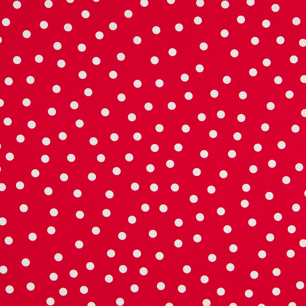 Weiß Polka Dots Spandex Popeline Weiß 7mm Rot - Ribes y Casals