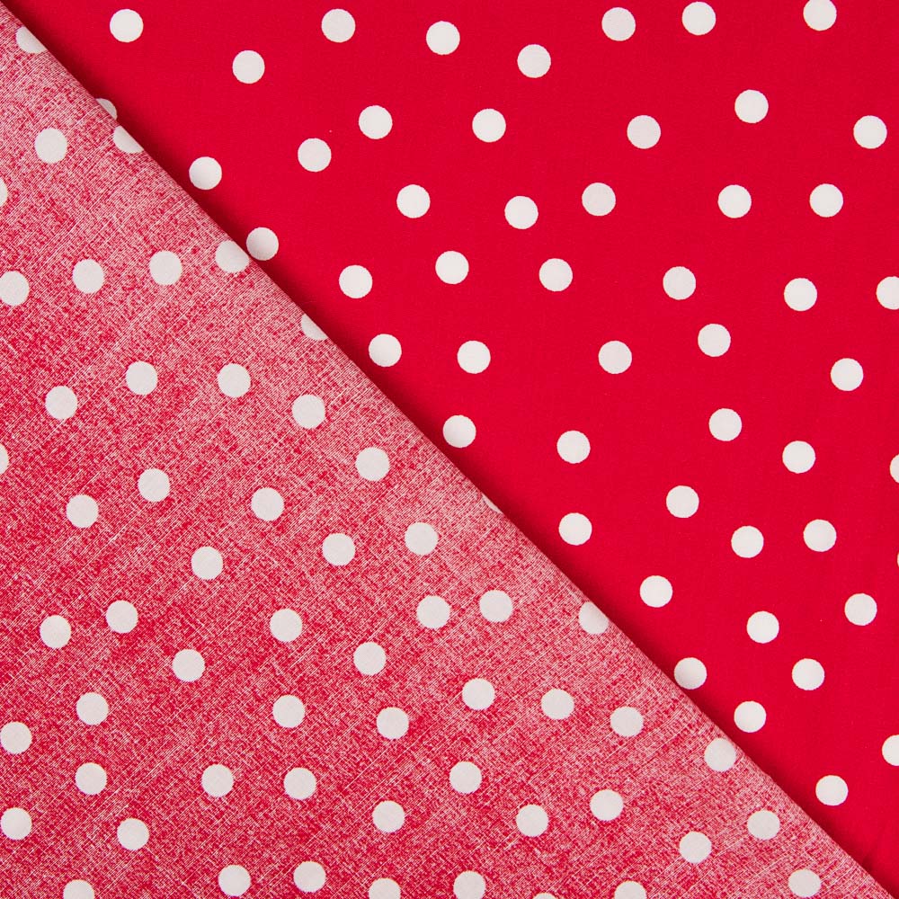 Weiß Polka Dots Spandex Popeline Weiß 7mm Rot - Ribes y Casals