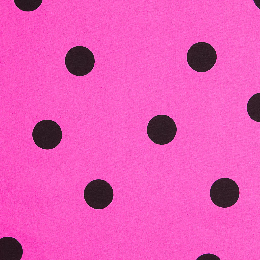 Schwarz gepunktete Spandex-Popeline 30mm Fuchsia - Ribes y Casals
