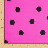 Schwarz gepunktete Spandex-Popeline 30mm Fuchsia - Ribes y Casals