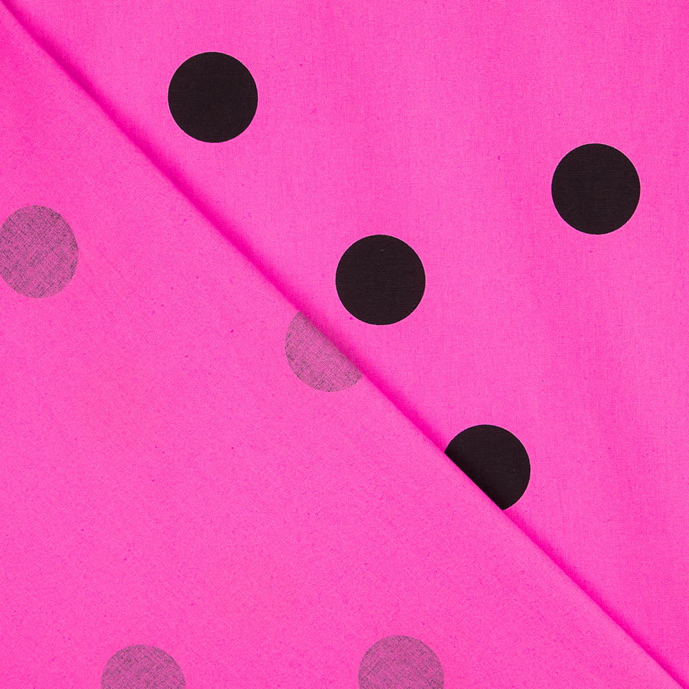 Schwarz gepunktete Spandex-Popeline 30mm Fuchsia - Ribes y Casals