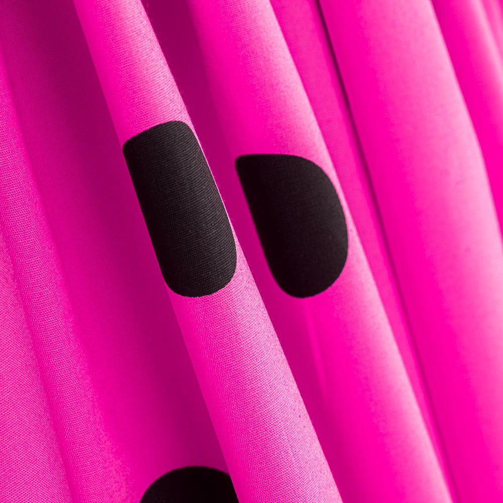 Schwarz gepunktete Spandex-Popeline 30mm Fuchsia - Ribes y Casals