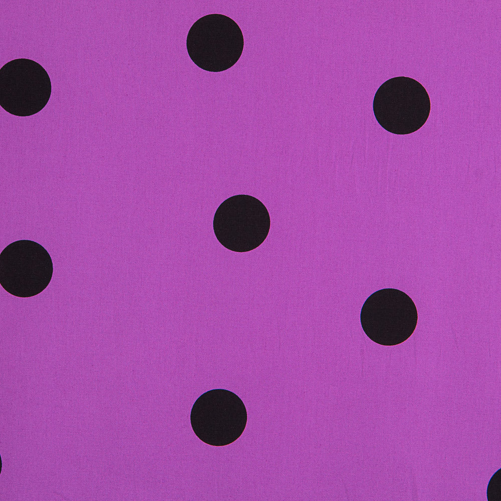 Spandex Popeline Polka Dots Schwarz 30mm Mauve - Ribes y Casals