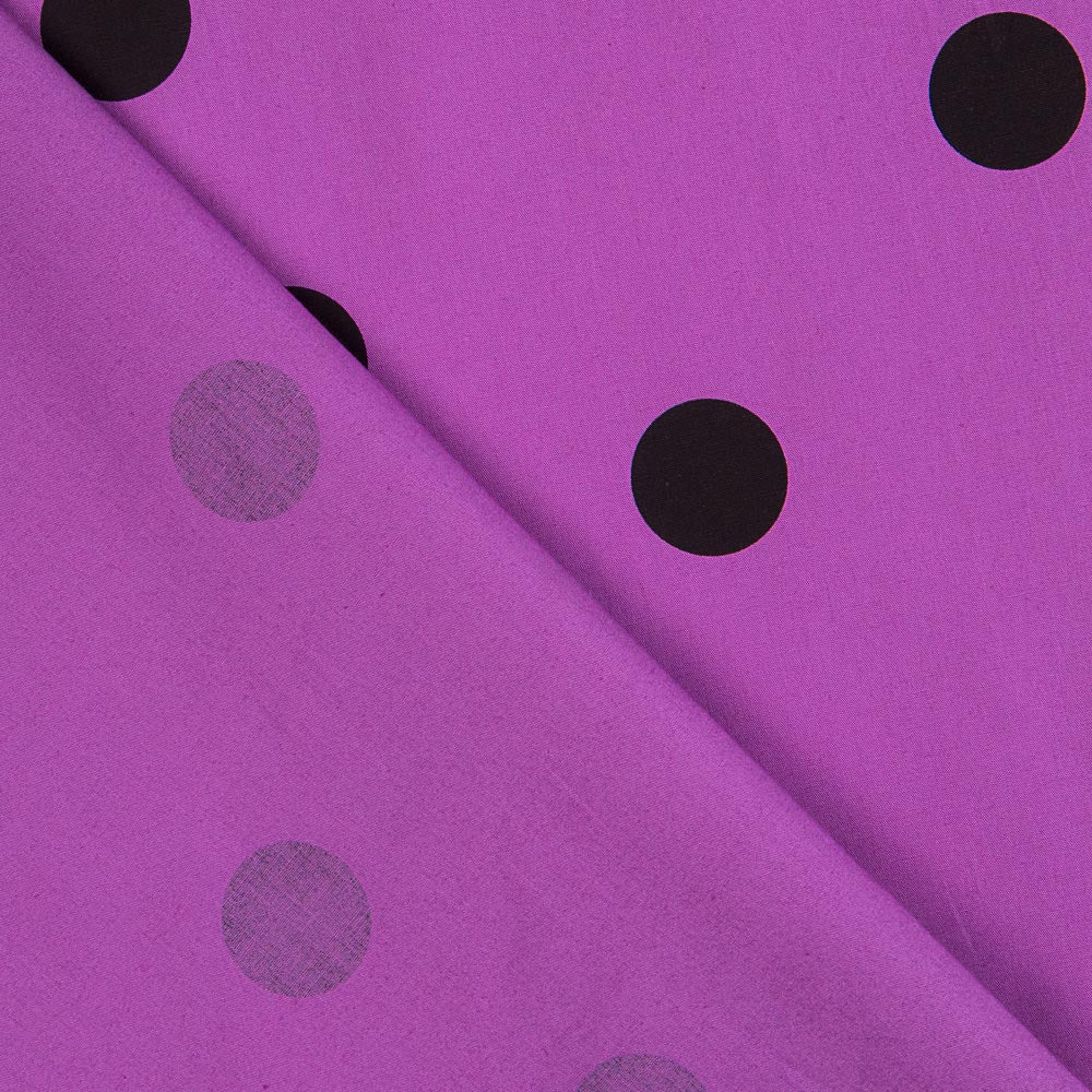Spandex Popeline Polka Dots Schwarz 30mm Mauve - Ribes y Casals