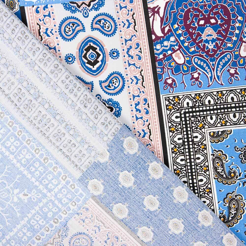 Viskose Popeline Bandana Blau - Ribes y Casals