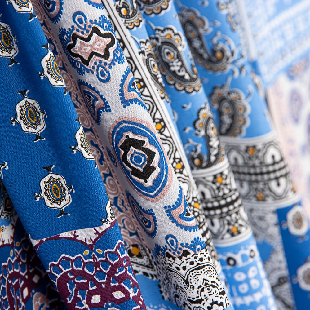 Viskose Popeline Bandana Blau - Ribes y Casals