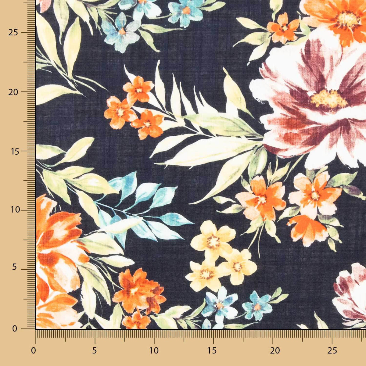 Viskose Popeline Floral Navy - Ribes y Casals