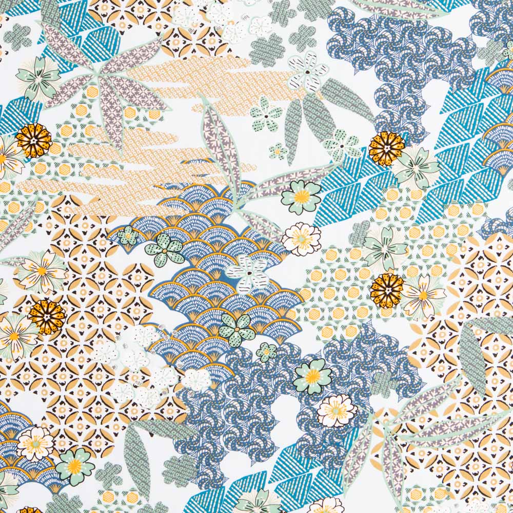 Patchwork-Viskose-Popeline Wax Green - Ribes y Casals