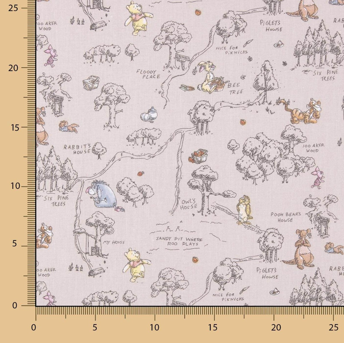 Winnie the Pooh Cretonne Popeline Retal - Verschiedene Größen x Breite 138 cm - Ribes y Casals