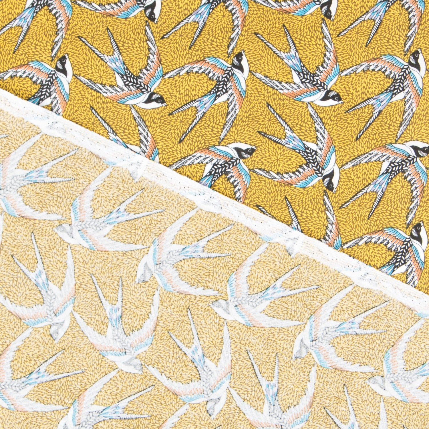 Baumwollpopeline Birds Ocker - Ribes y Casals