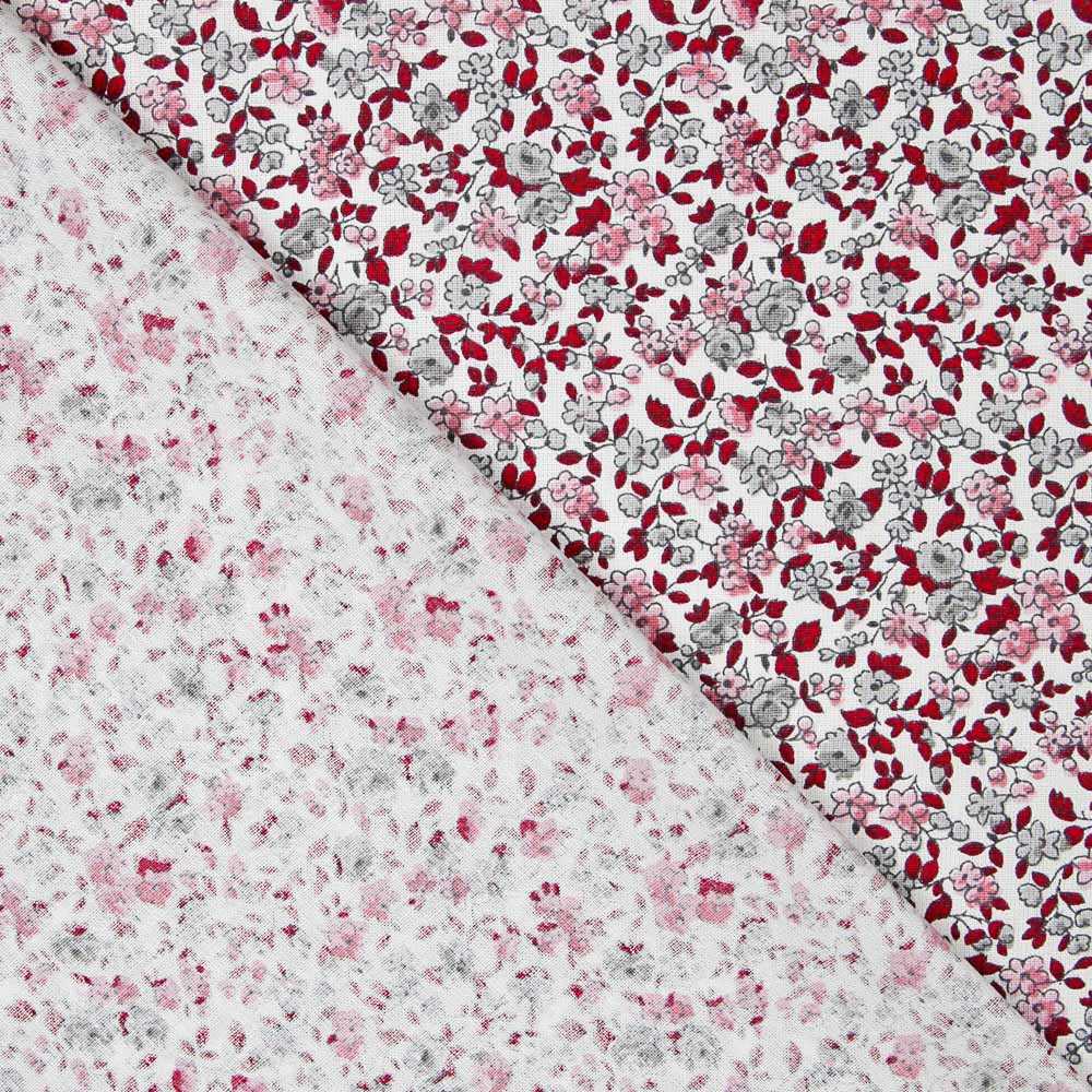 Florecitas Baumwolle Popeline Rot - Ribes y Casals