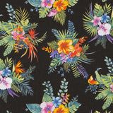 Hibiskus Baumwoll-Popeline Schwarz - Ribes y Casals