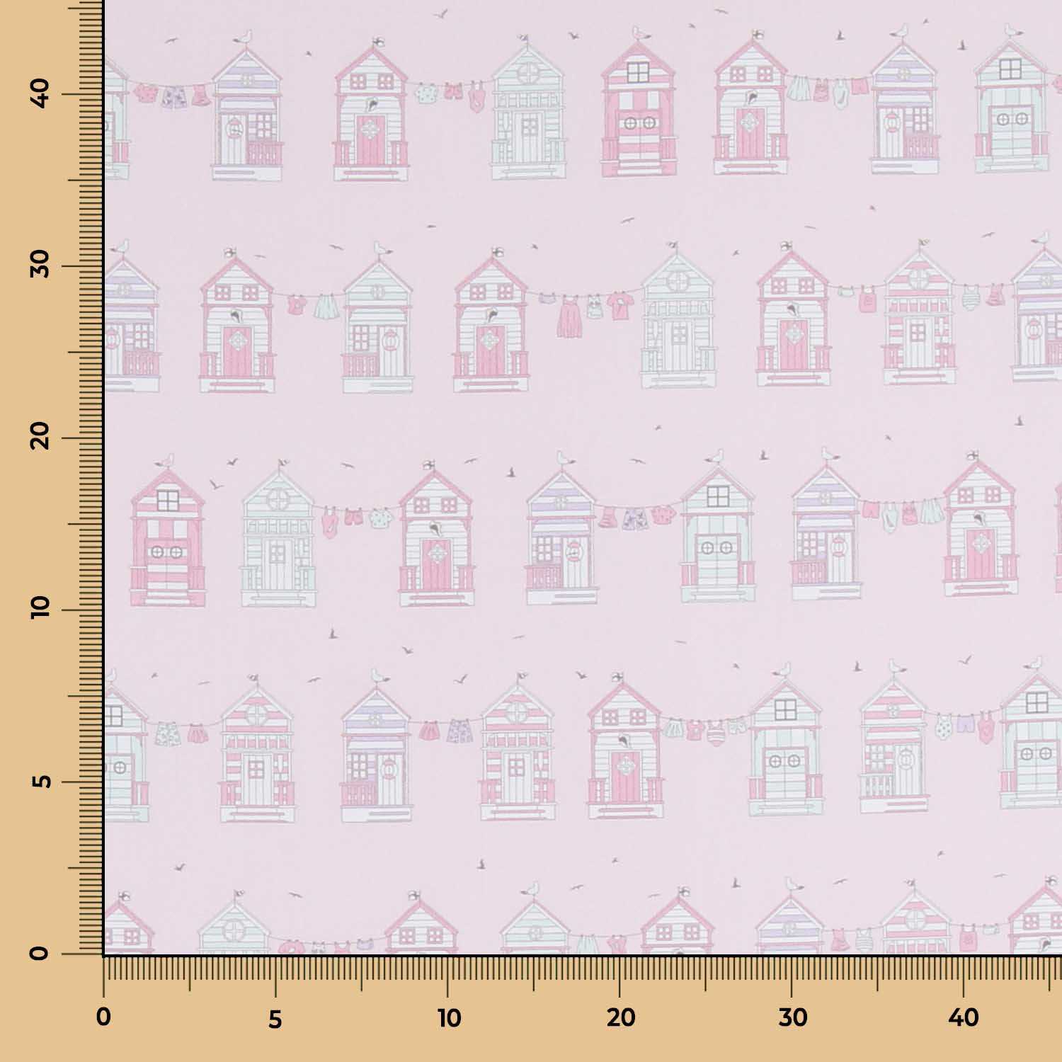 Baumwolle Popeline Haus Rosa - Ribes y Casals