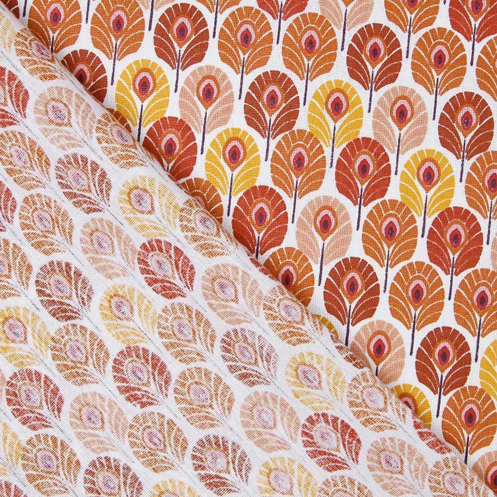 Orangefarbene Baumwoll-Popeline Gefiederte Popeline - Ribes y Casals
