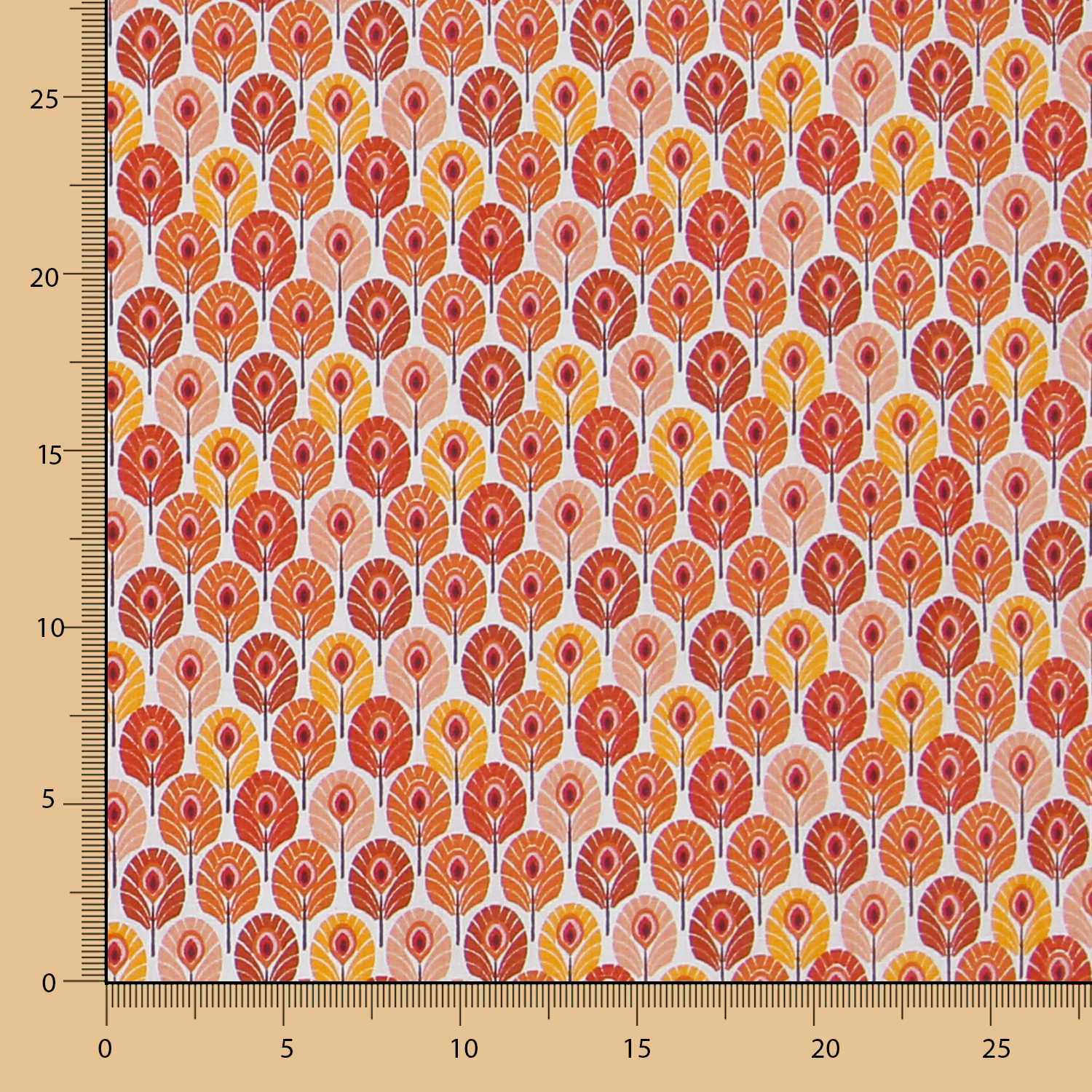 Orangefarbene Baumwoll-Popeline Gefiederte Popeline - Ribes y Casals