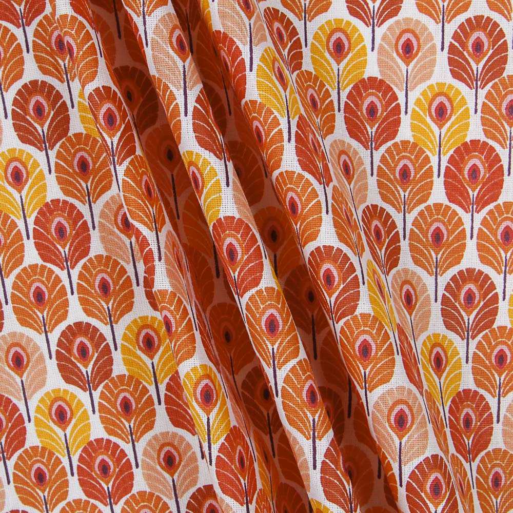 Orangefarbene Baumwoll-Popeline Gefiederte Popeline - Ribes y Casals