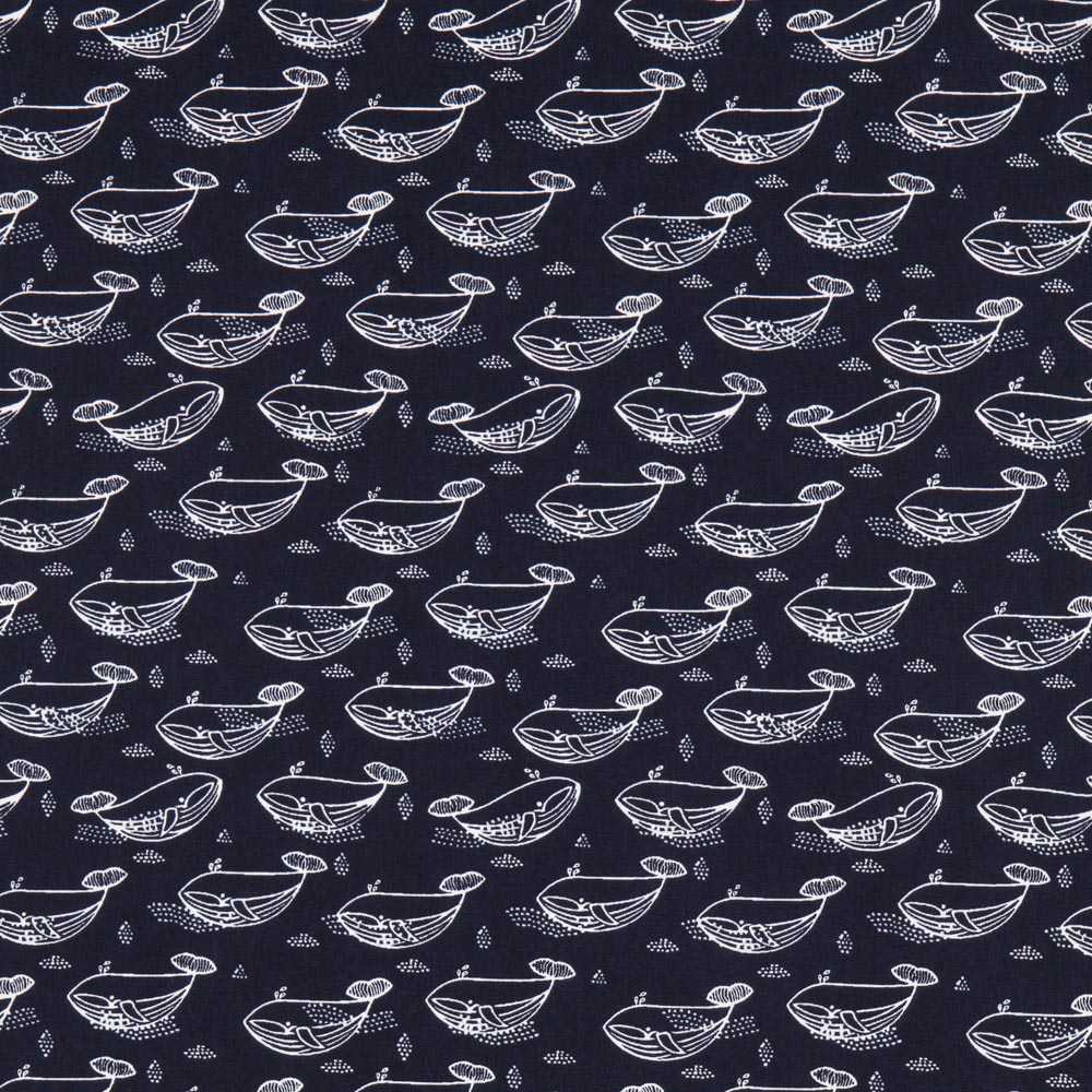 Baumwoll-Popeline Whale Navy - Ribes y Casals