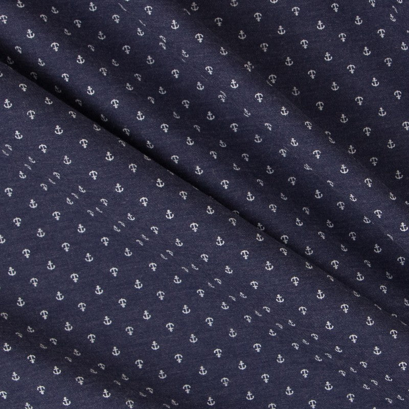 Denim Popeline Anker Blau - Ribes y Casals