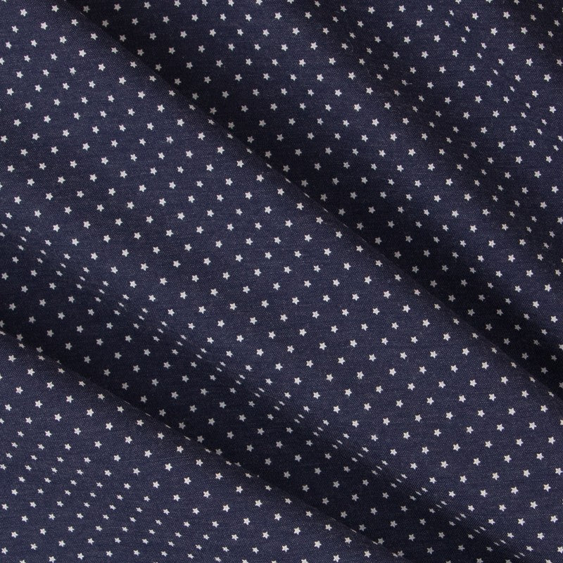 Denim Popeline Sterne Blau - Ribes y Casals
