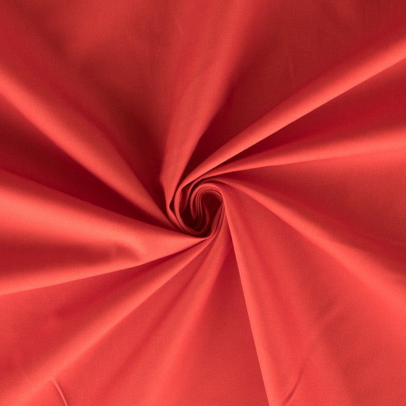 Flamenco-Popeline-Reststück in Korallenrot – verschiedene Maße x Breite 160 cm - Ribes y Casals