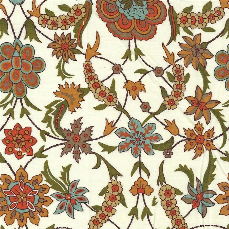 Popeline Flor Hintergrund Beige - Ribes y Casals