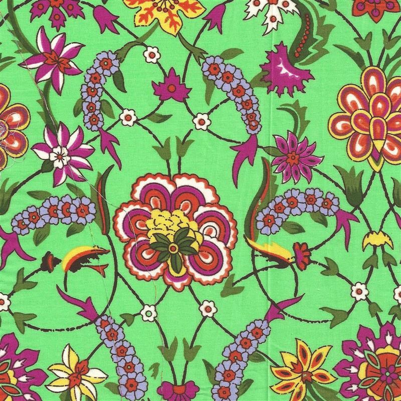 Popeline Blumen Hintergrund Grün - Ribes y Casals