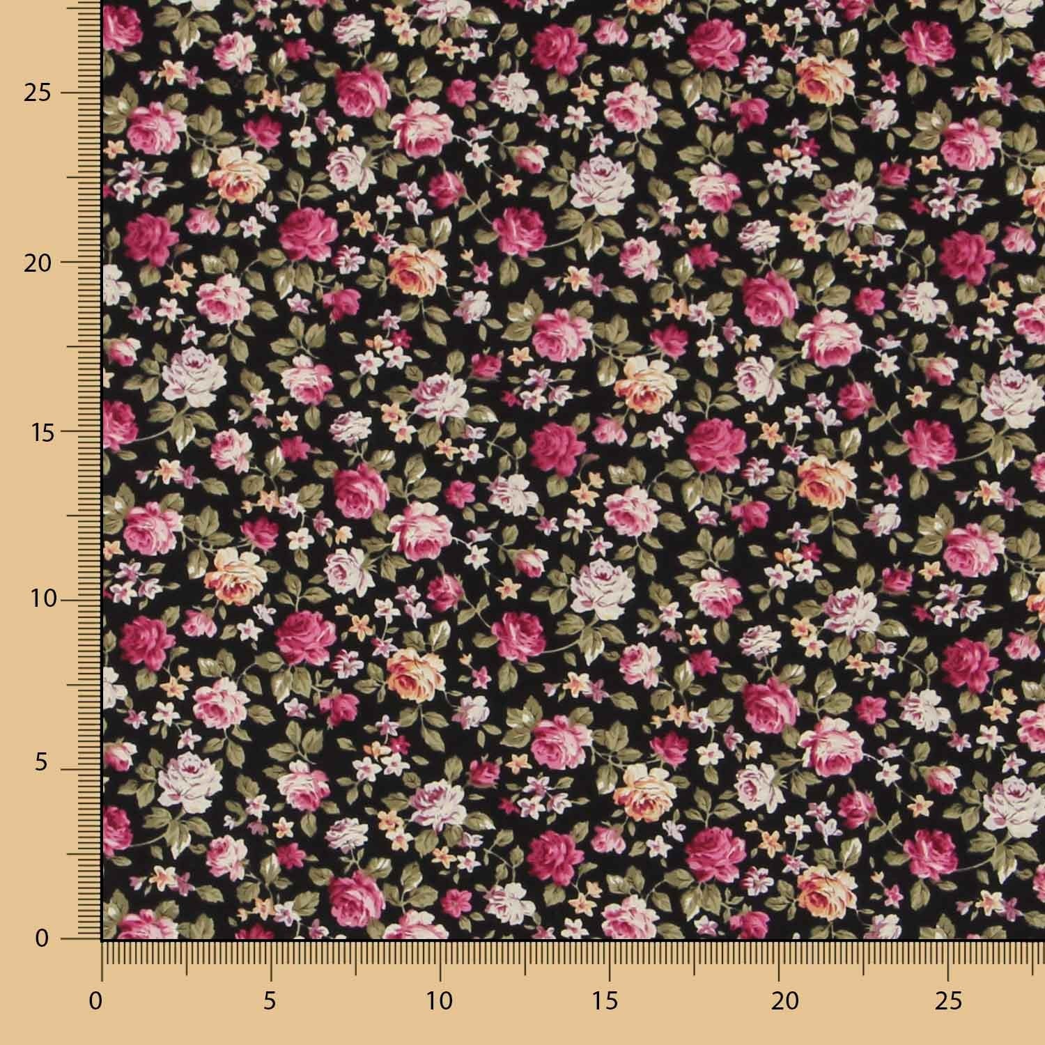 Cretonne Floral Popeline Schwarz - Ribes y Casals