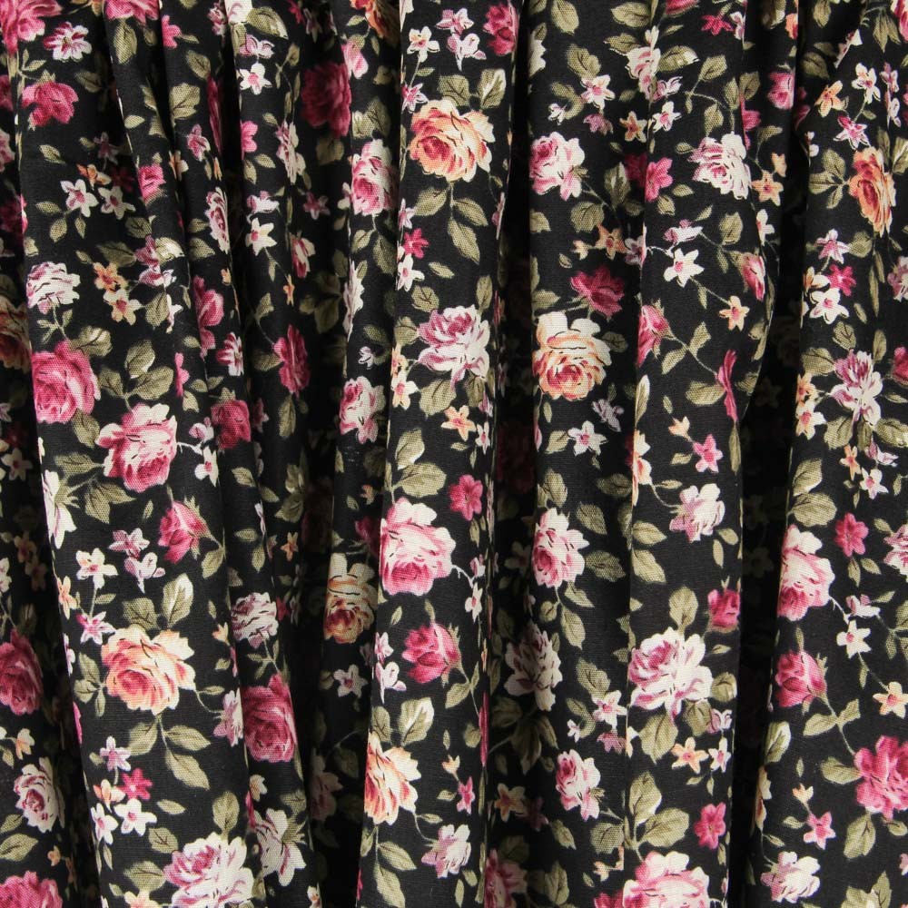 Cretonne Floral Popeline Schwarz - Ribes y Casals