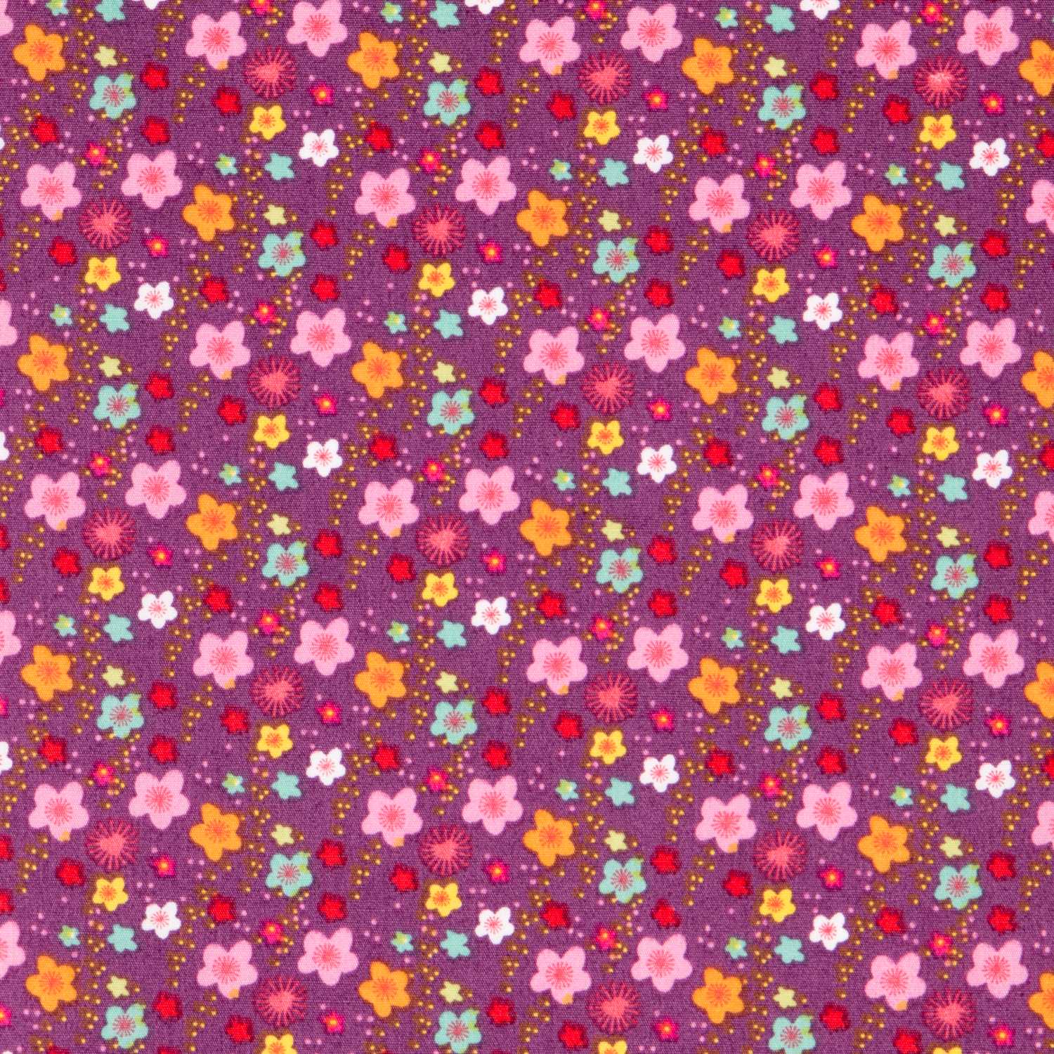 Violette Blumen Popeline - Ribes y Casals