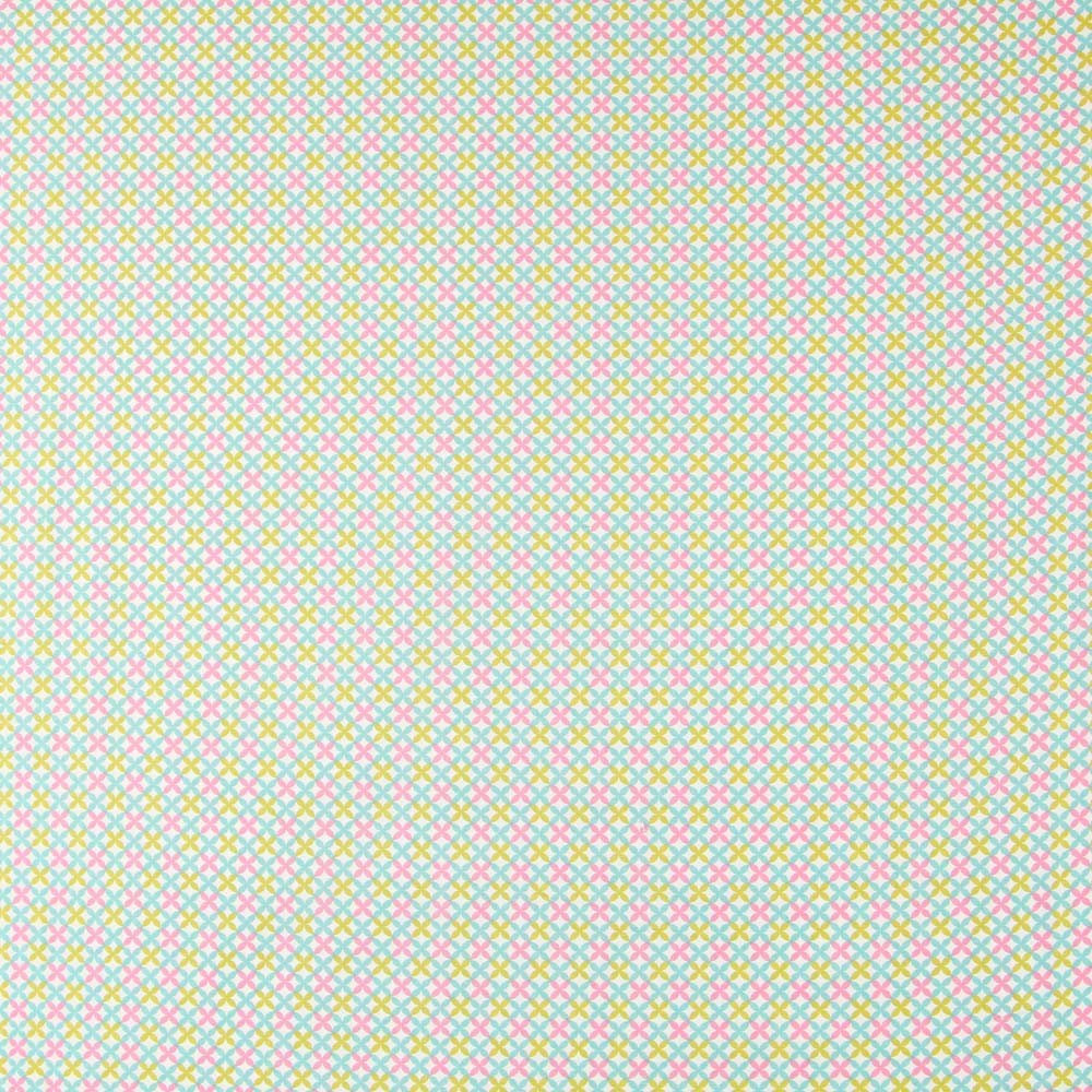 Geometrische Popeline Grün Rosa - Ribes y Casals