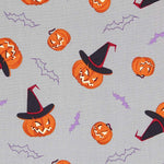 Halloween Popeline Kürbisse Grau - Ribes y Casals