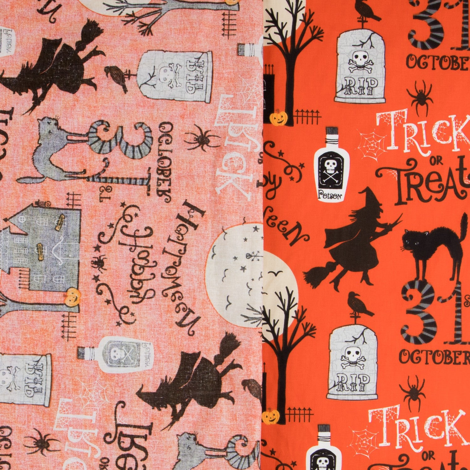 Halloween Popeline Orange - Ribes y Casals