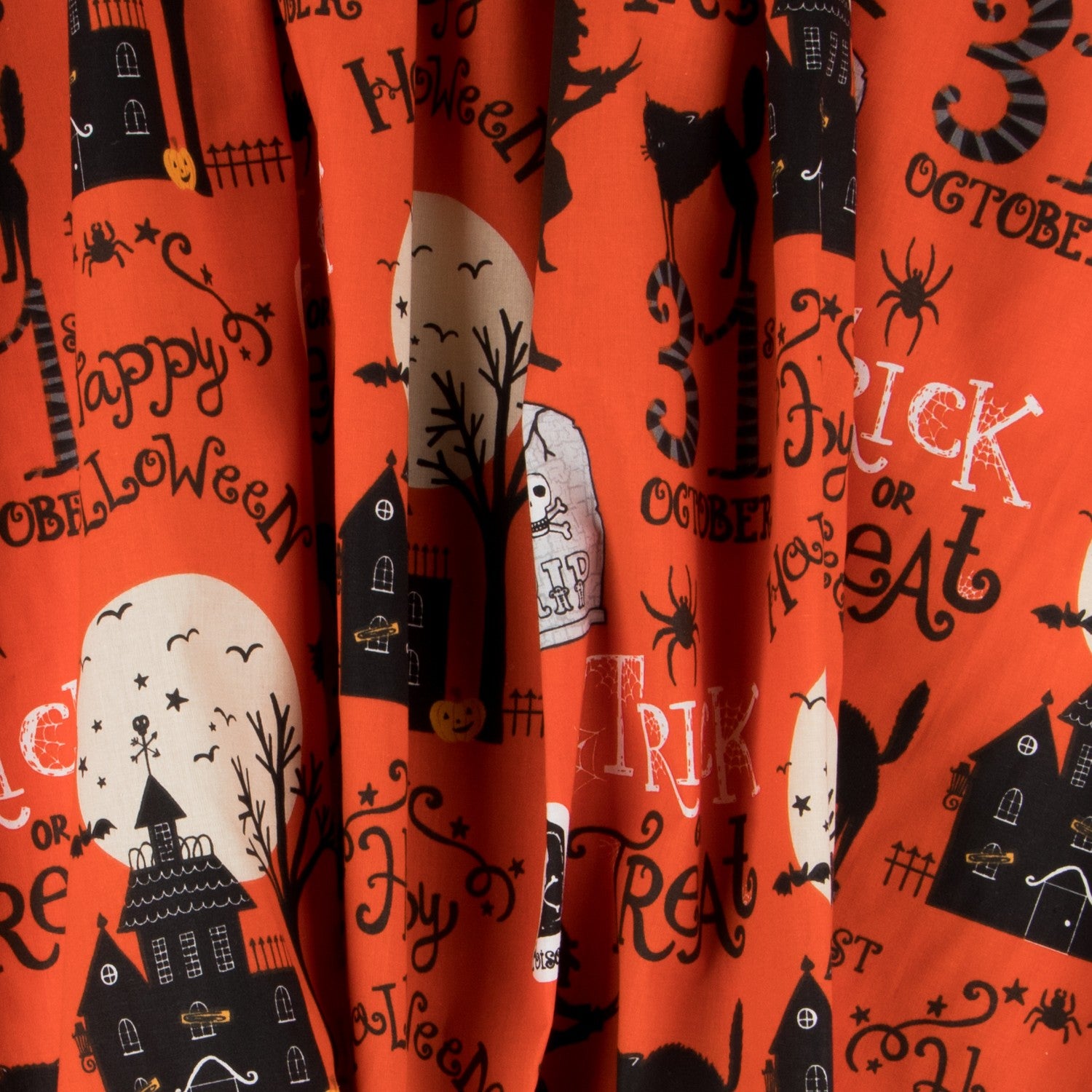 Halloween Popeline Orange - Ribes y Casals